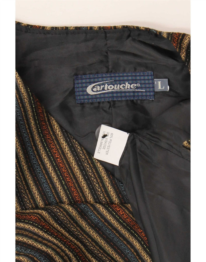Cartouche Mens Waistcoat Large Beige Striped Polyester