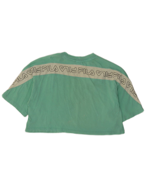 Fila Womens Crop Graphic T-Shirt Top UK 10 Small Green Colourblock