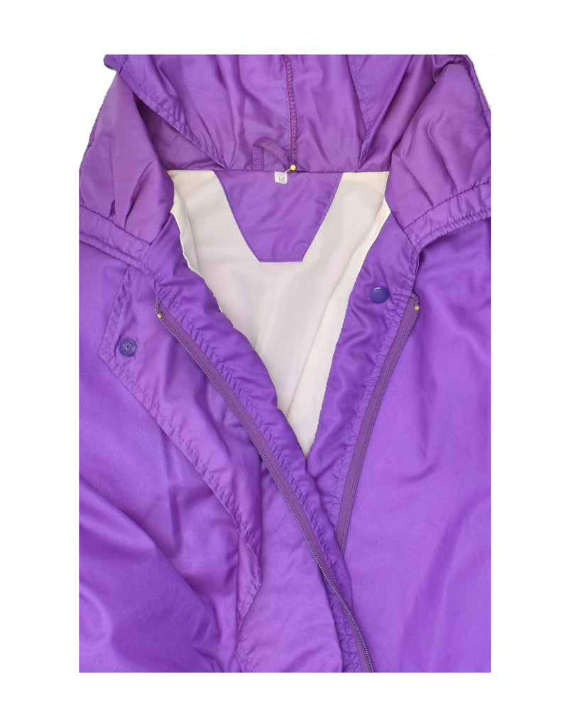 VINTAGE Womens Hooded Rain Jacket UK 14 Medium Purple Polyester | Vintage Vintage | Thrift | Second-Hand Vintage | Used Clothing | Messina Hembry 