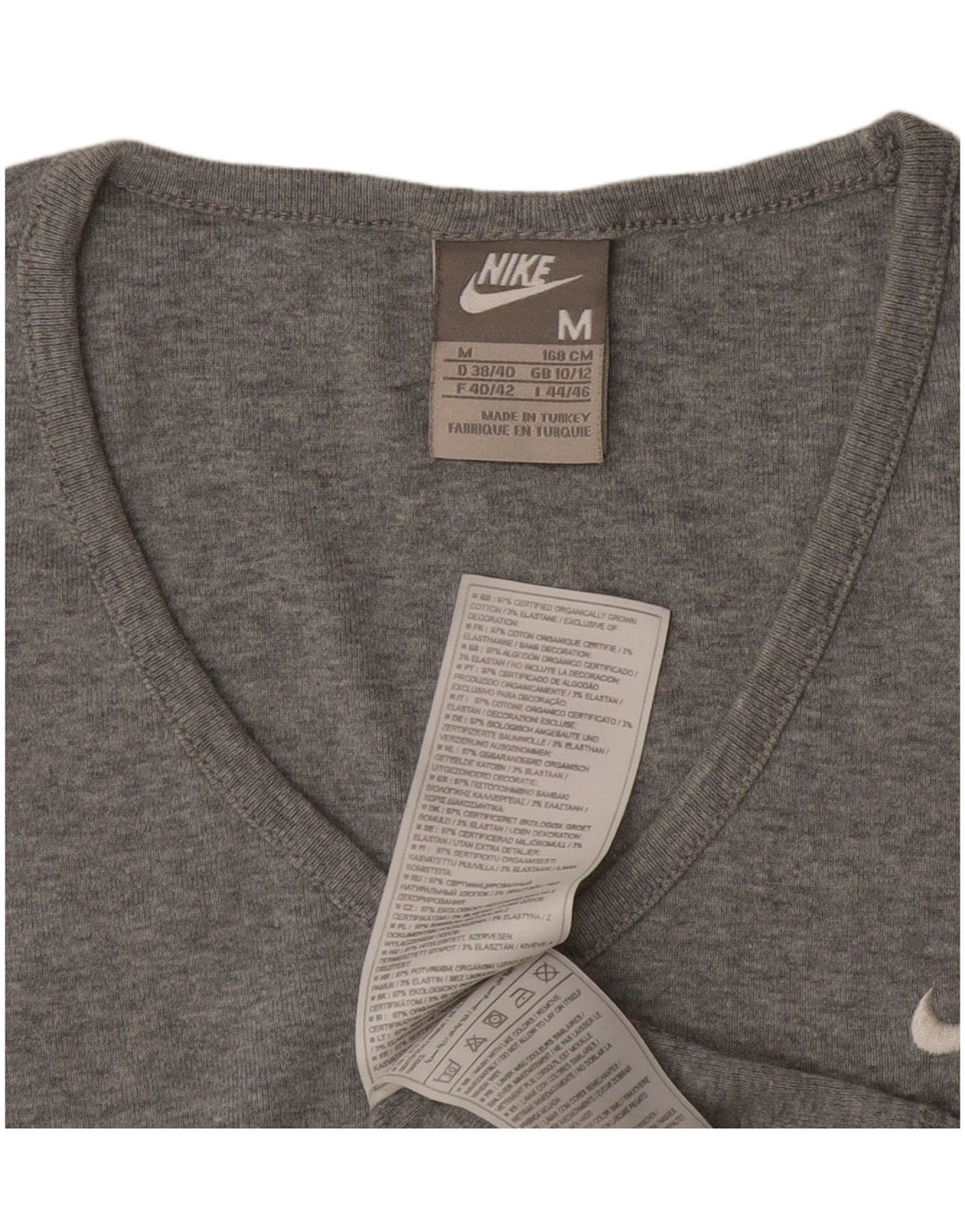Nike Womens T-Shirt Top UK 10/12 Medium Grey Flecked Cotton