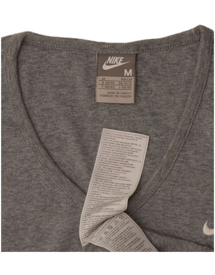 Nike Womens T-Shirt Top UK 10/12 Medium Grey Flecked Cotton
