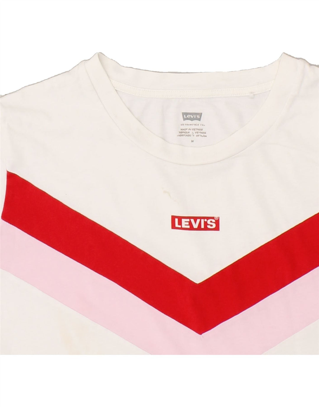 LEVI'S Womens T-Shirt Top UK 14 Medium White Colourblock Cotton Vintage Levi's and Second-Hand Levi's from Messina Hembry 