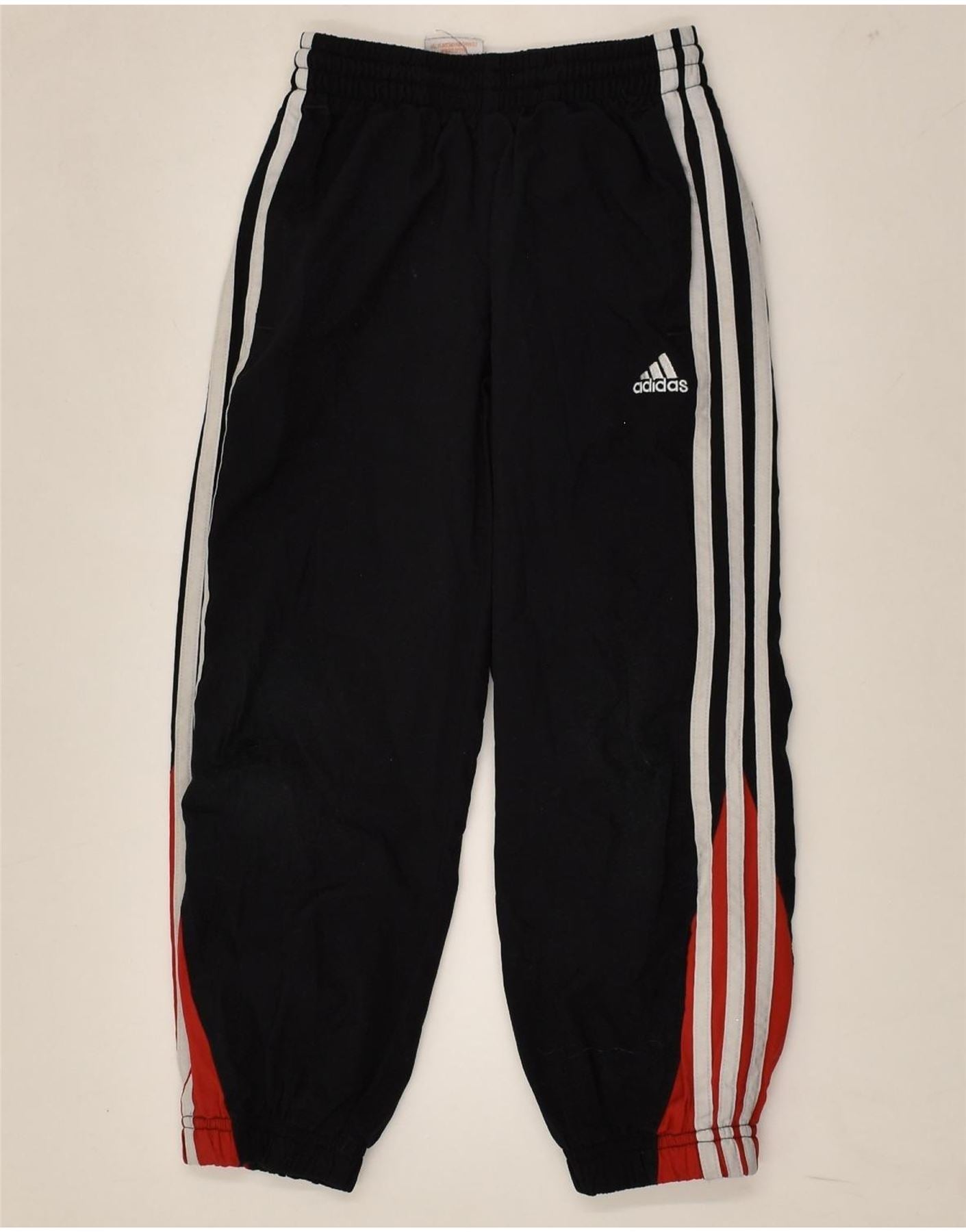 ADIDAS Boys Tracksuit Trousers Joggers 5-6 Years Black Polyester