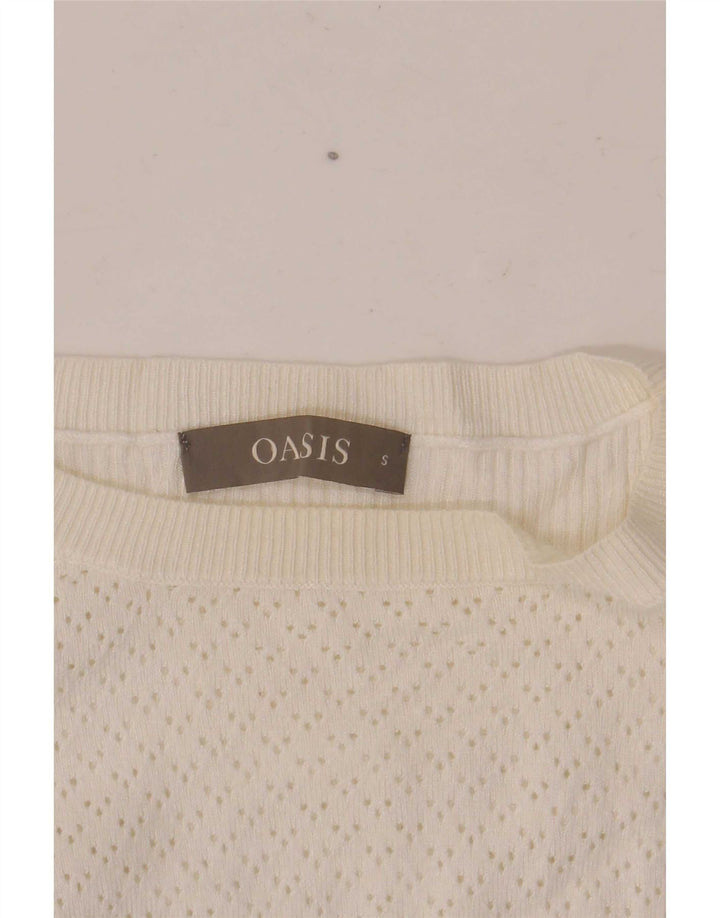 Oasis Womens Oversized Boat Neck Jumper Sweater UK 10 Small White Viscose