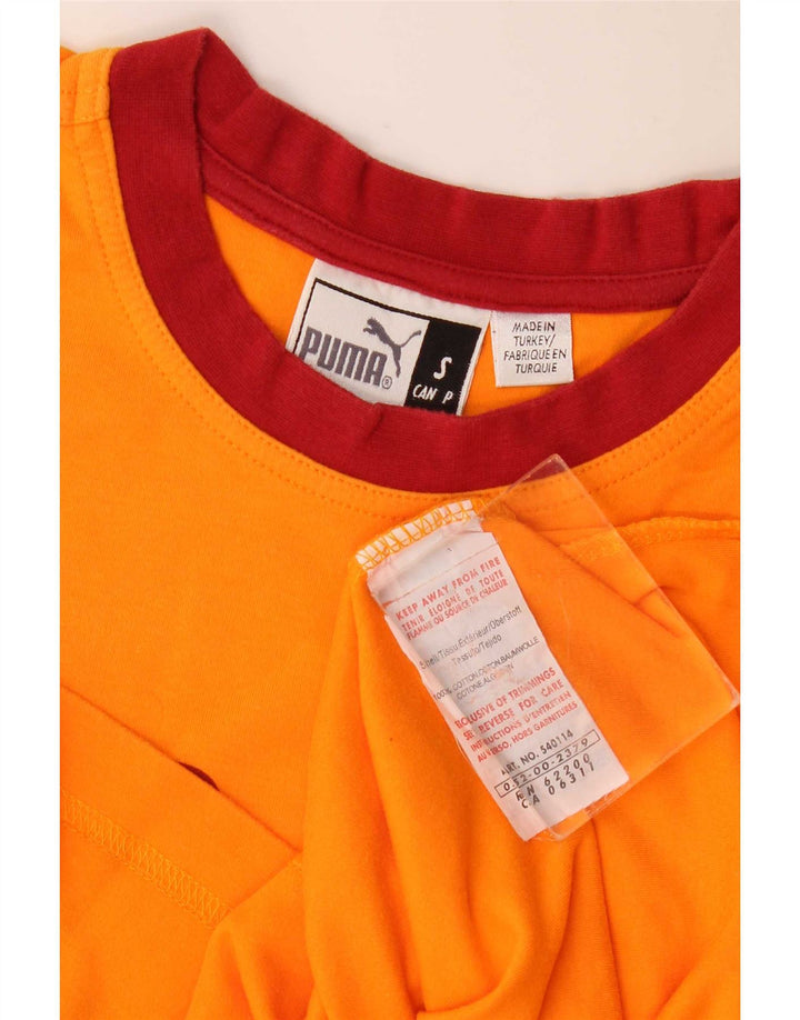 Puma Mens Graphic T-Shirt Top Small Orange Colourblock Cotton