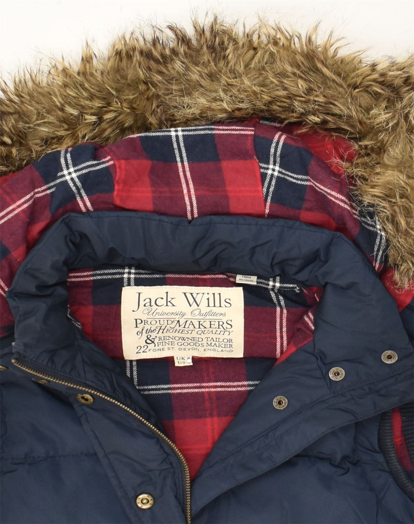 JACK WILLS Womens Hooded Padded Gilet UK 8 Small Navy Blue Polyester | Vintage Jack Wills | Thrift | Second-Hand Jack Wills | Used Clothing | Messina Hembry 