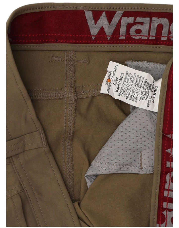 WRANGLER Mens Straight Cargo Trousers W40 L32 Khaki Nylon