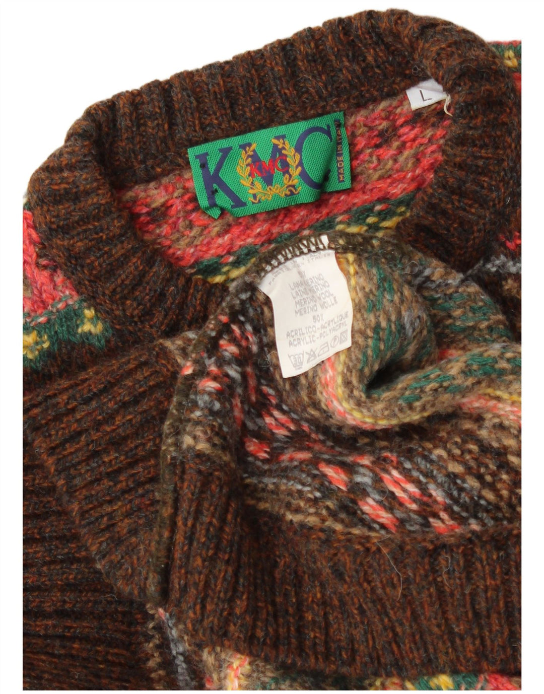 VINTAGE Womens Crew Neck Jumper Sweater UK 16 Large Multicoloured