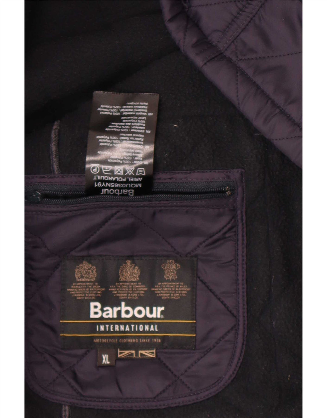 Barbour Mens Quilted Jacket UK 42 XL Navy Blue Polyester