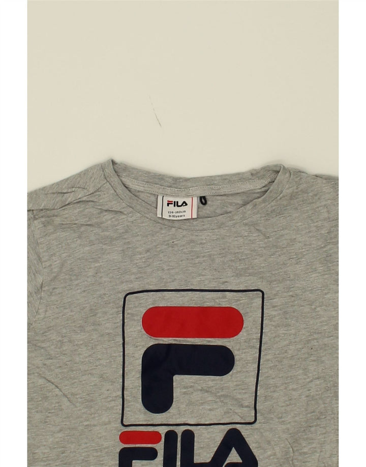 FILA Boys Graphic T-Shirt Top 9-10 Years Grey Cotton Vintage Fila and Second-Hand Fila from Messina Hembry 