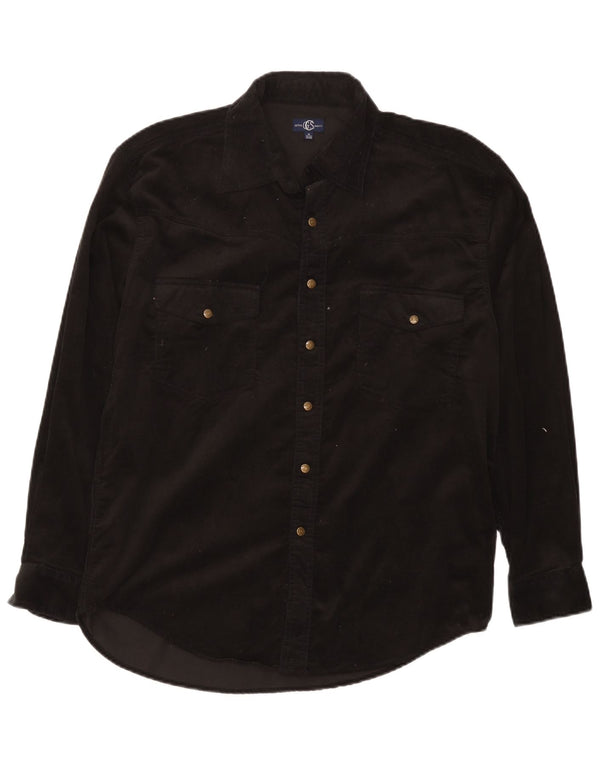 Vintage Mens Corduroy Shirt Size 39/40 Medium Black Classic