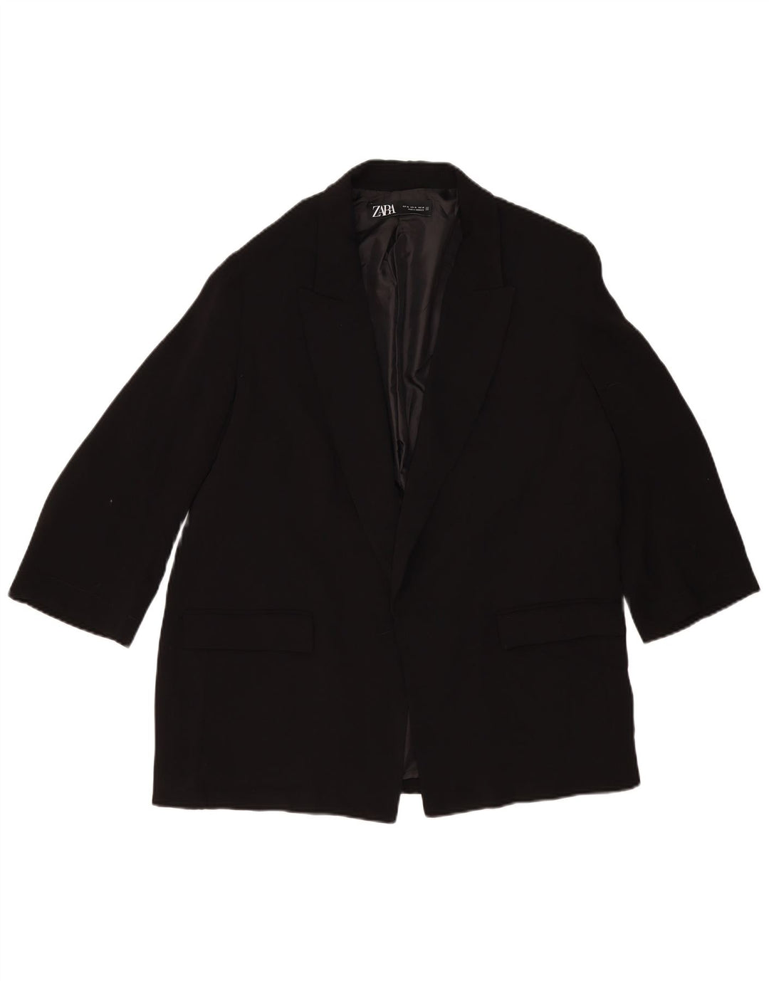 Zara Womens Open Blazer Jacket UK 18 XL Black