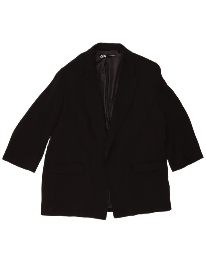Zara Womens Open Blazer Jacket UK 18 XL Black
