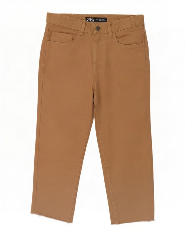 Zara Mens Capri Trousers EU 36 XS W29 L19 Beige Cotton