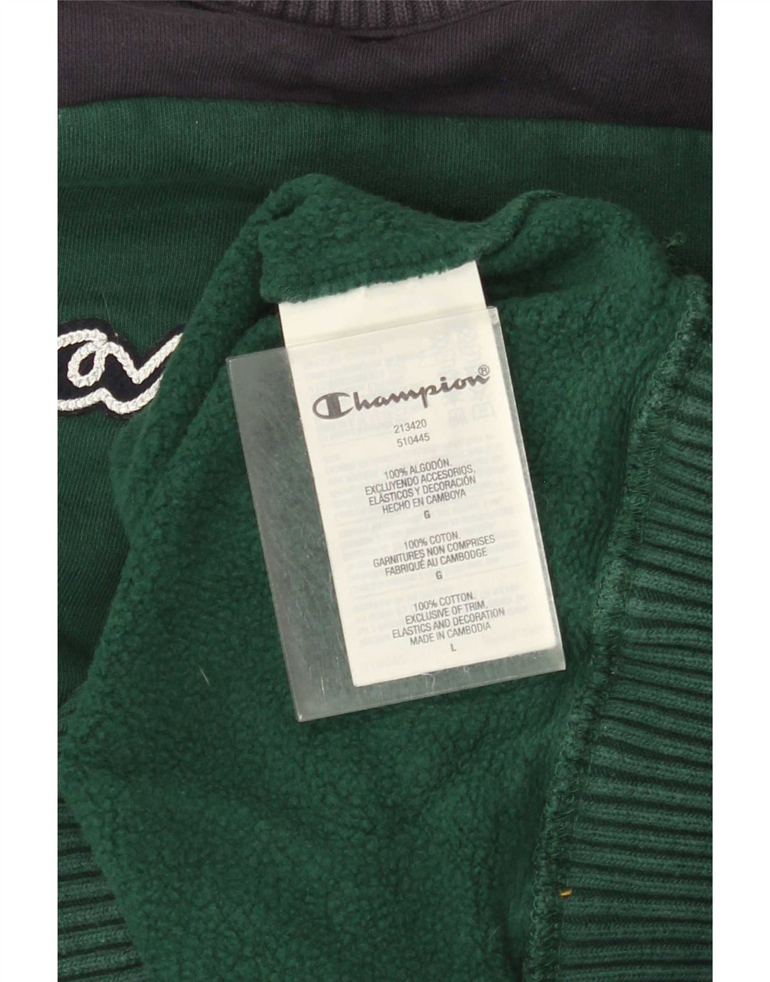 Champion Mens Graphic Sweatshirt Jumper Large Green Colourblock Cotton