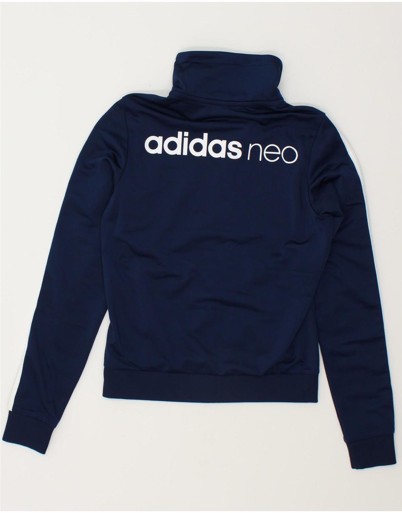 ADIDAS Girls Neo Graphic Tracksuit Top Jacket 8 9 Years Small Navy Blue Vintage Second Hand Clothing Online Messina Hembry