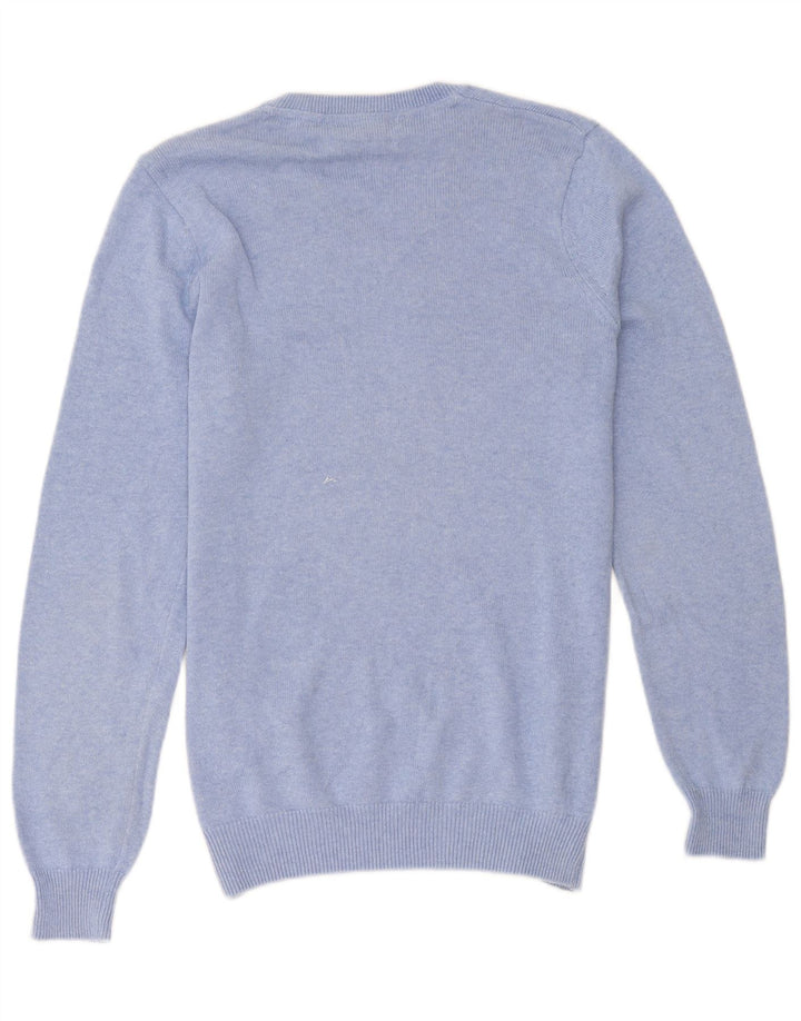 Marks & Spencer Mens V-Neck Jumper Sweater Small Blue Cotton
