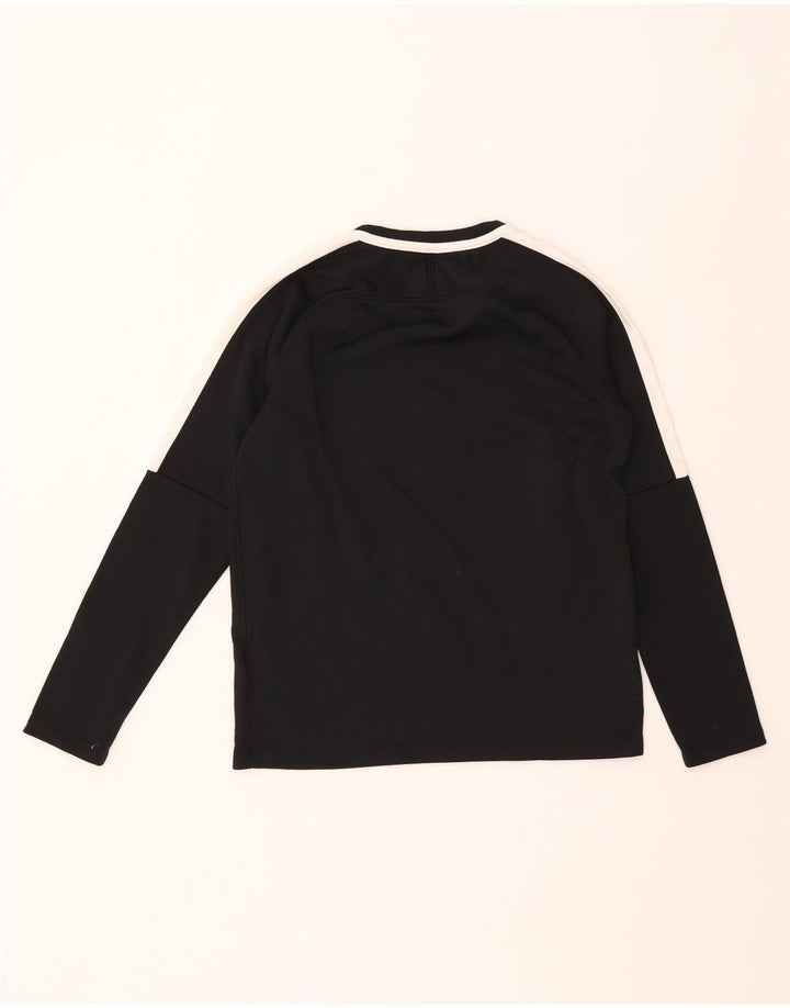 NIKE Boys Dri Fit Top Long Sleeve 12-13 Years Large Black Colourblock