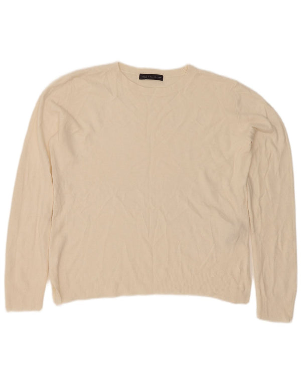 Marks & Spencer Womens Boat Neck Jumper Sweater UK 14 Large Off White