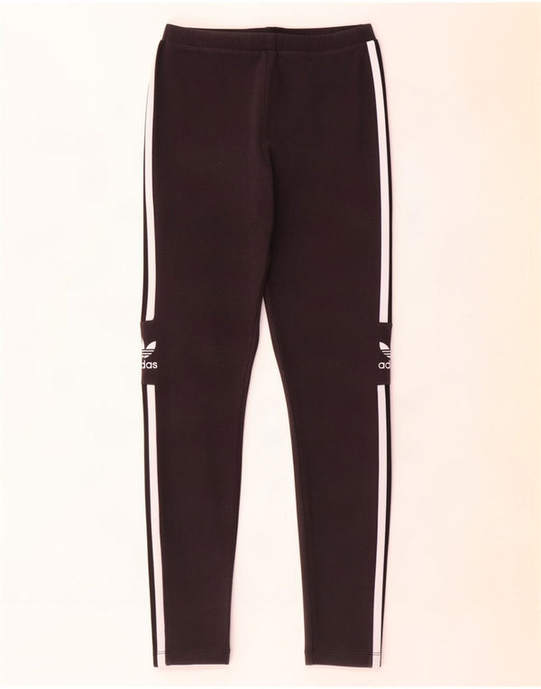 Adidas Womens Graphic Leggings UK 12 Medium Black Cotton