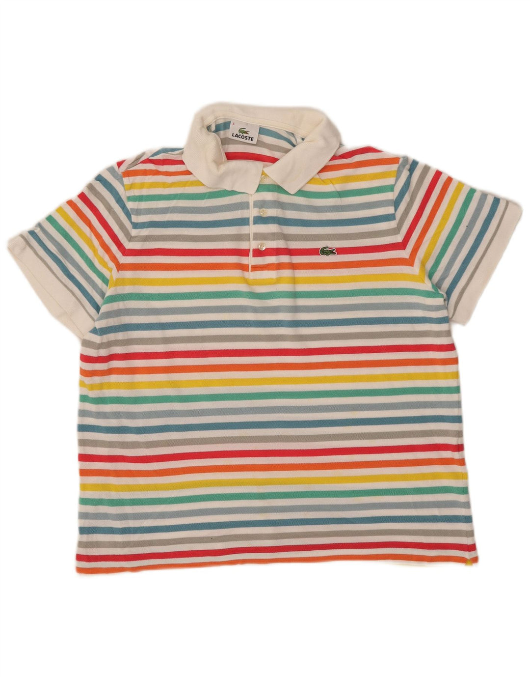 Lacoste Mens Polo Shirt Size 6 XL Multicoloured Striped Cotton