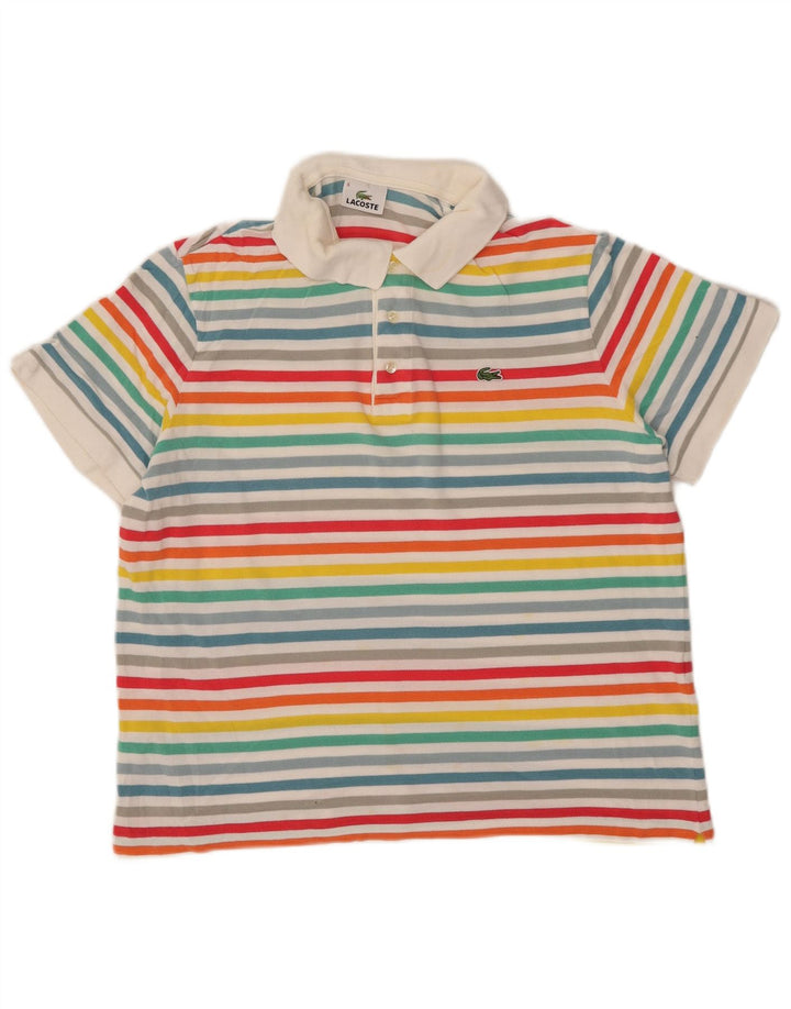 Lacoste Mens Polo Shirt Size 6 XL Multicoloured Striped Cotton