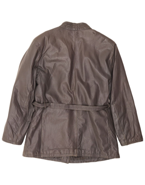 Vintage Womens Leather Jacket UK 16 Large Grey