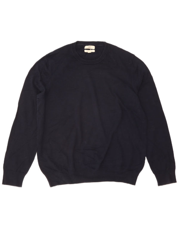 Marks & Spencer Mens Crew Neck Jumper Sweater XL Navy Blue Cotton