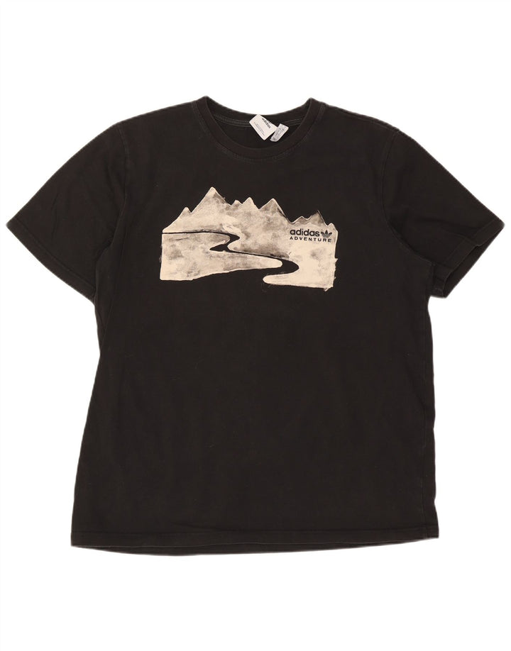 Adidas Mens Graphic T-Shirt Top Large Black Cotton