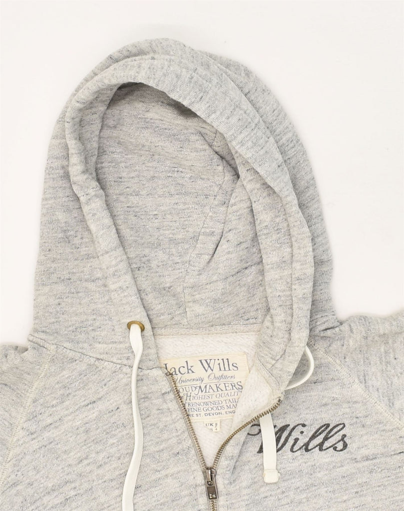 JACK WILLS Womens Zip Hoodie Sweater UK 8 Small Grey Cotton | Vintage Jack Wills | Thrift | Second-Hand Jack Wills | Used Clothing | Messina Hembry 