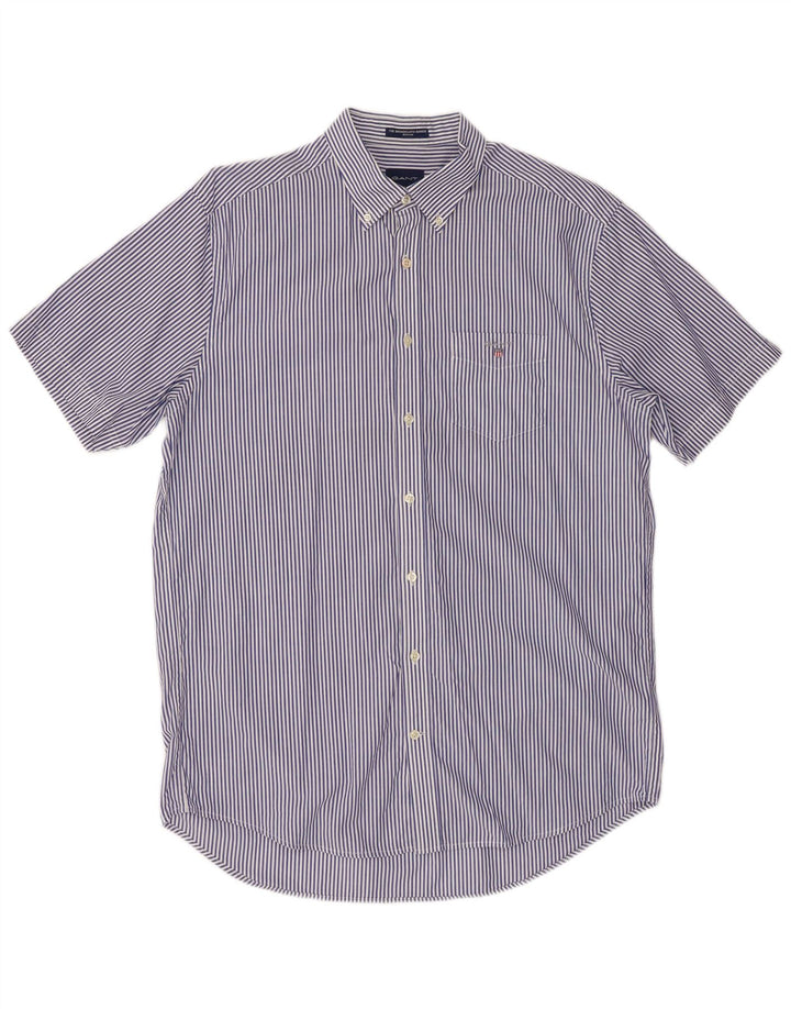 GANT Mens Regular Fit Shirt Size 41/42 16 1/2 Large Navy Blue Pinstripe