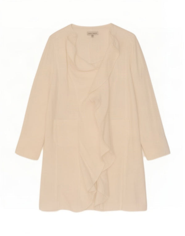 Laura Ashley Womens Longline Cardigan Top UK 14 Large White Linen