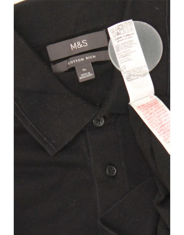 Marks & Spencer Mens Polo Neck Jumper Sweater XL Black Cotton