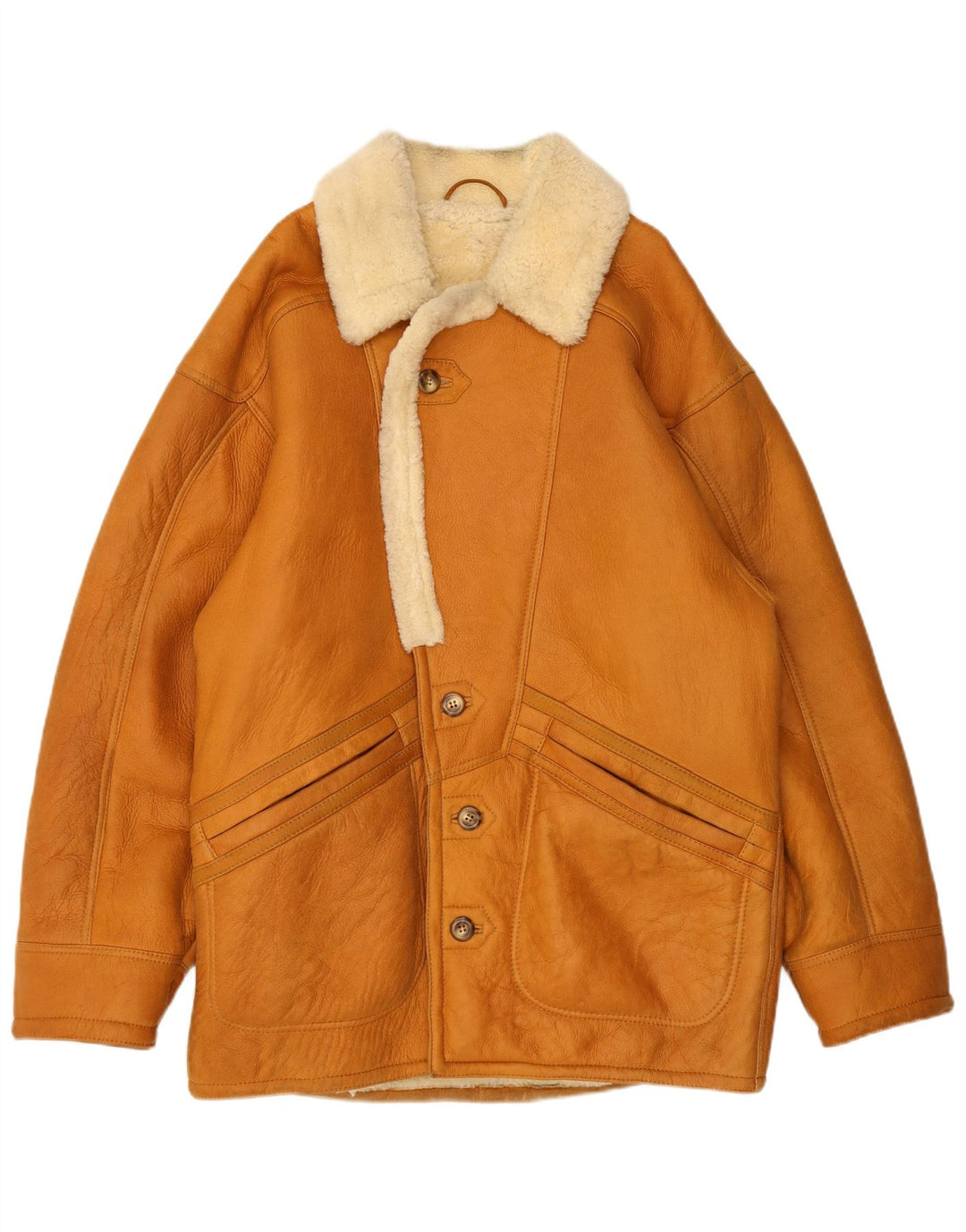 Vintage Mens Shearling Jacket IT 48 Medium Brown