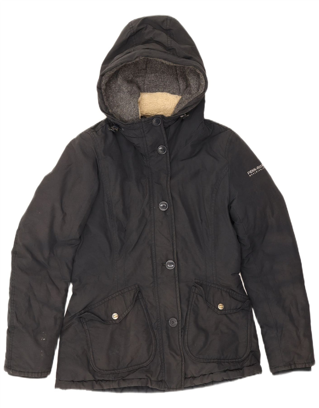 Woolrich Womens Hooded Windbreaker Jacket UK 10 Small Black
