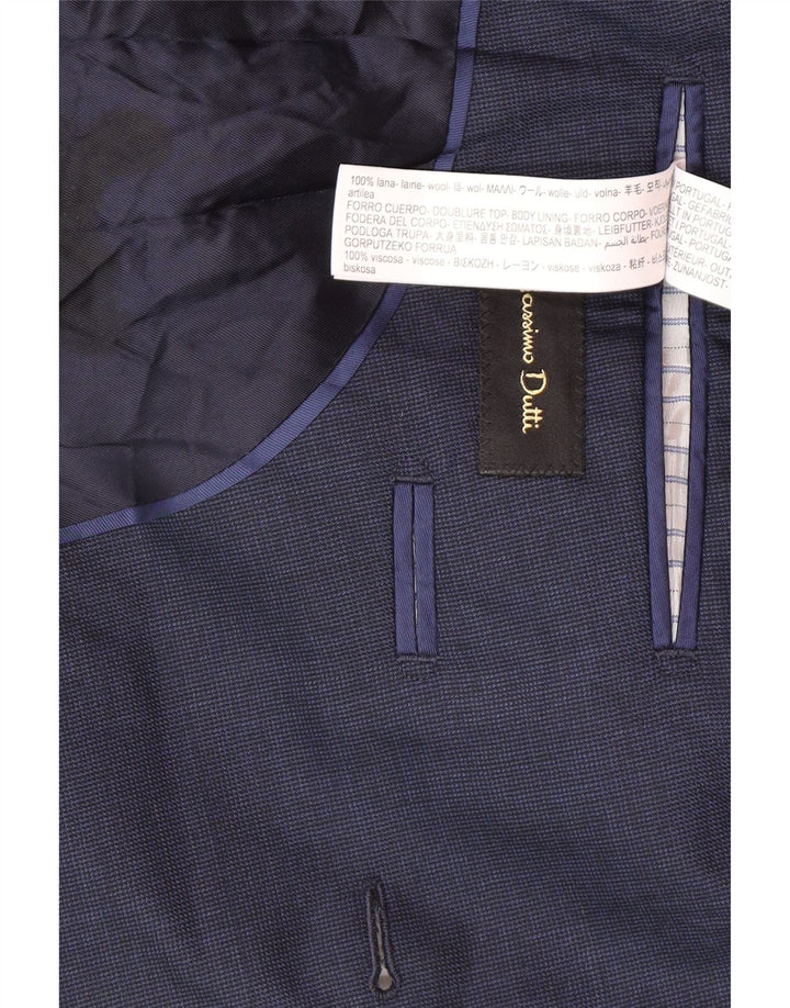 Massimo Dutti Mens Blazer Jacket EU 50 Medium Navy Blue Houndstooth