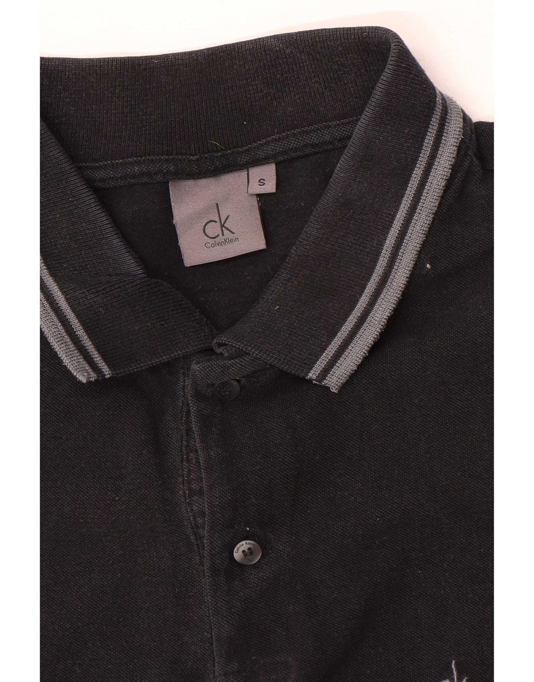 Calvin Klein Mens Polo Shirt Small Black Striped