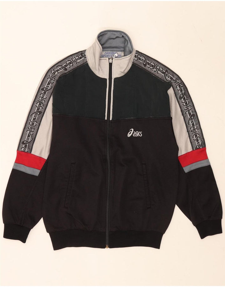 Asics Mens Graphic Tracksuit Top Jacket IT 46 Small Black Colourblock