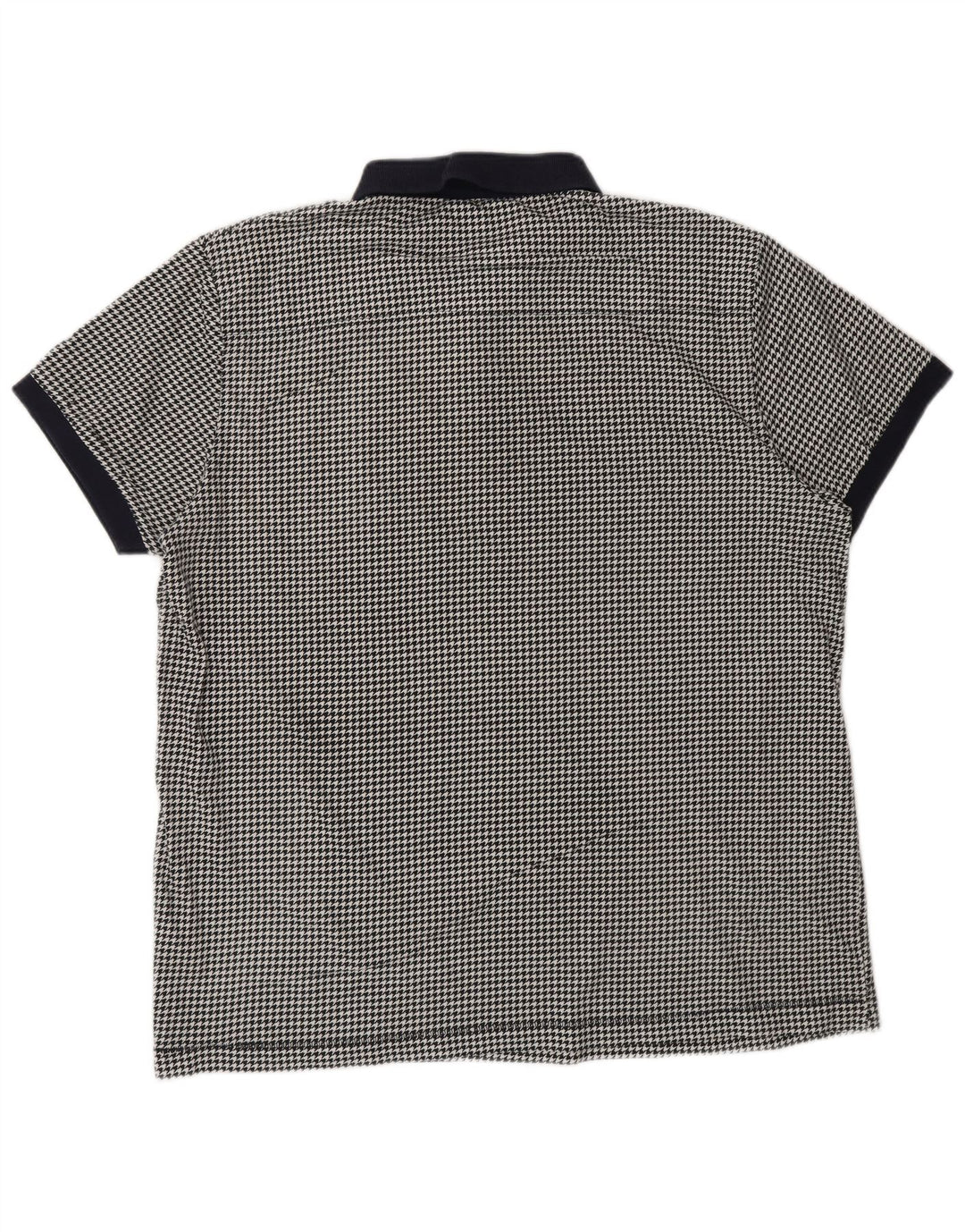 French Connection Mens Polo Shirt 2XL Black Houndstooth Cotton