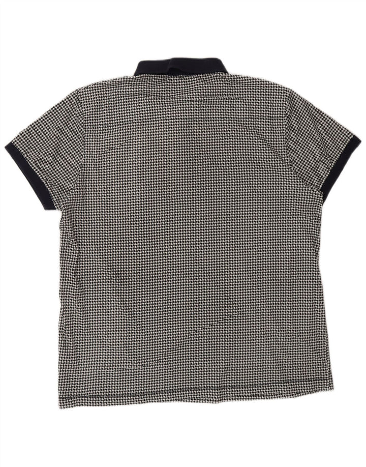 French Connection Mens Polo Shirt 2XL Black Houndstooth Cotton