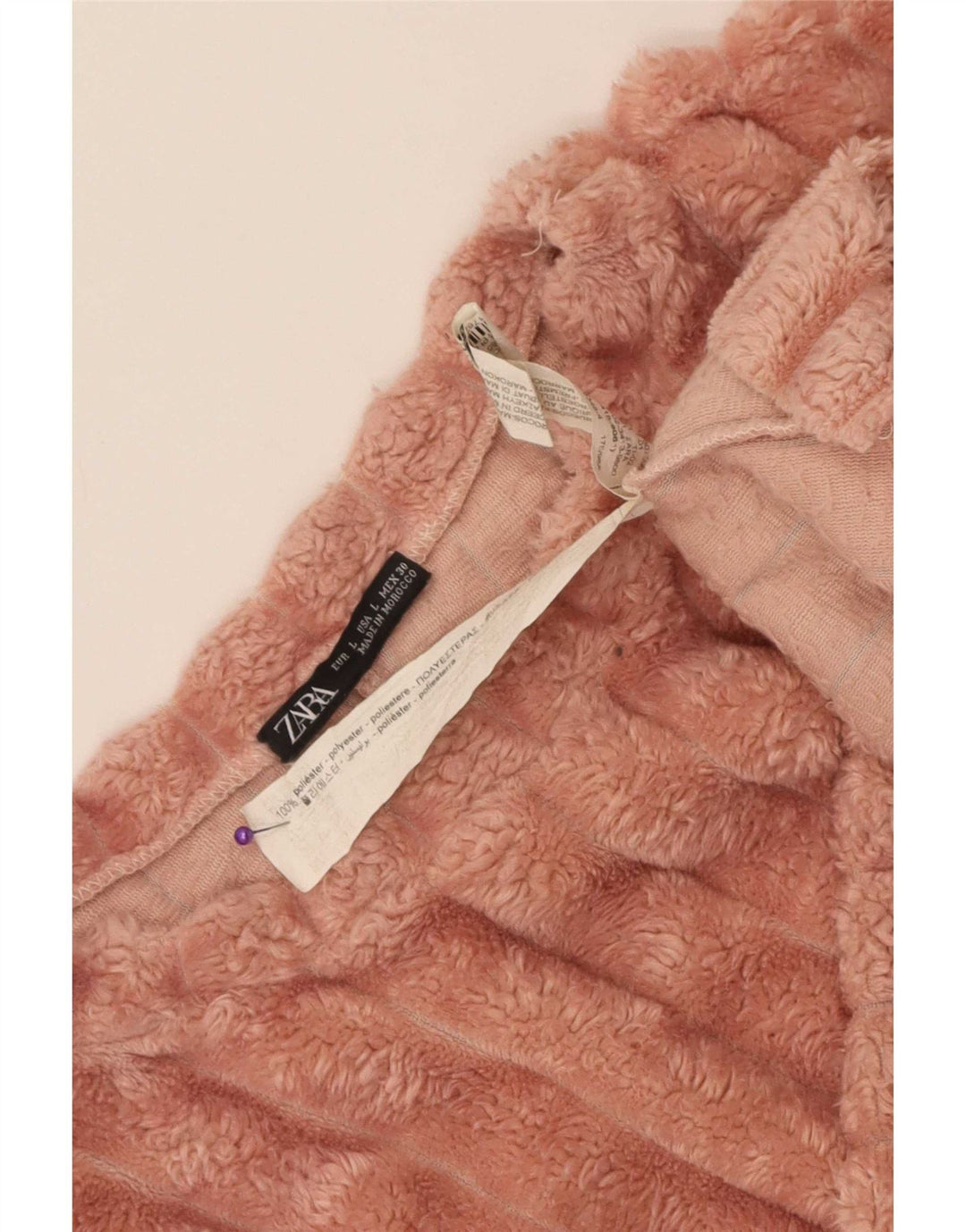 Zara Womens Crop Oversized Sweatshirt Jumper UK 16 Large Pink Polyester