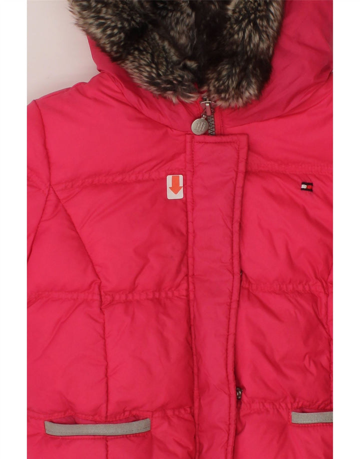 TOMMY HILFIGER Baby Girls Hooded Padded Jacket 18-24 Months Pink Nylon Vintage Tommy Hilfiger and Second-Hand Tommy Hilfiger from Messina Hembry 