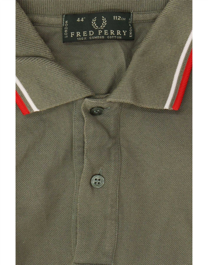 Fred Perry Mens Polo Shirt Large Khaki Cotton
