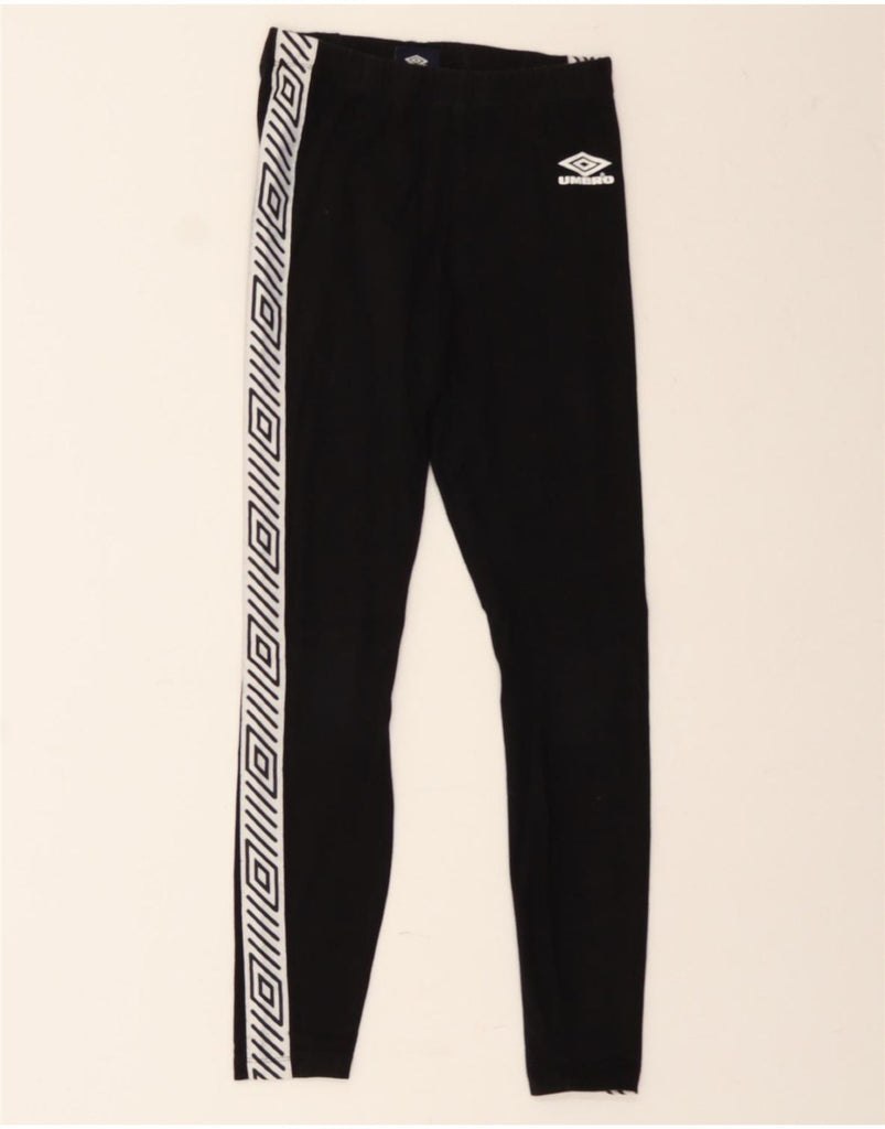 UMBRO Womens Graphic Leggings UK 10 Small  Black Cotton Vintage Umbro and Second-Hand Umbro from Messina Hembry 