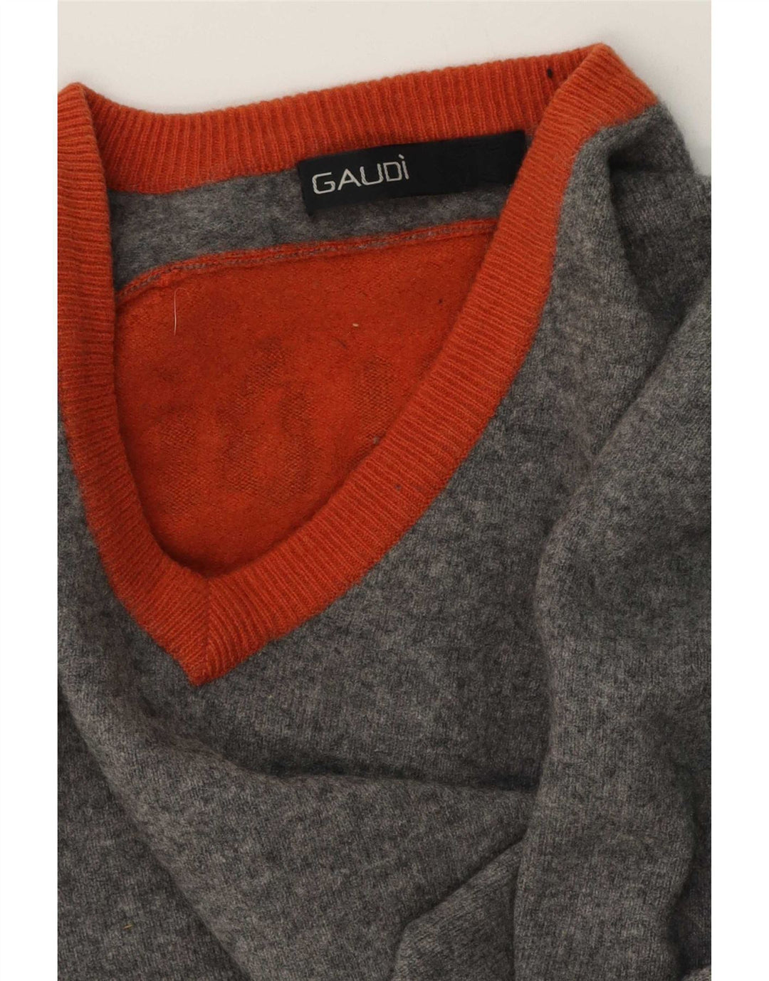 Gaudi Mens Graphic V-Neck Jumper Sweater Large Multicoloured Colourblock