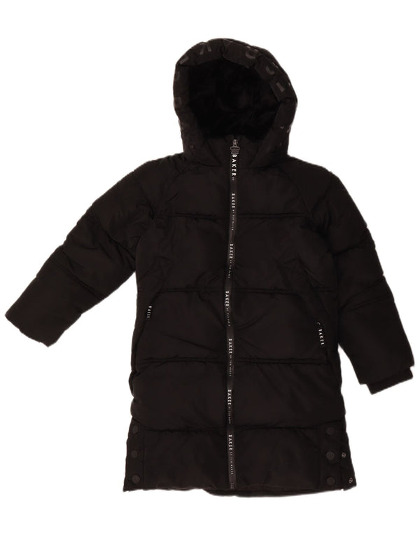 Ted Baker Girls Graphic Hooded Padded Coat 7-8 Years Black Polyester