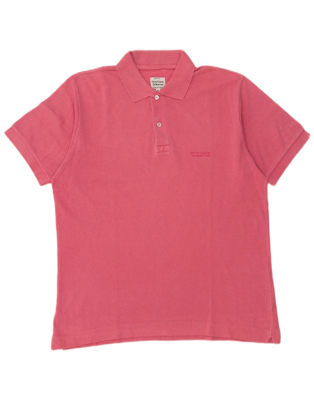 Benetton Mens Polo Shirt Small Pink Cotton