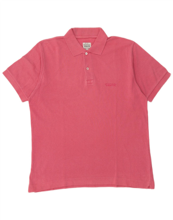 Benetton Mens Polo Shirt Small Pink Cotton