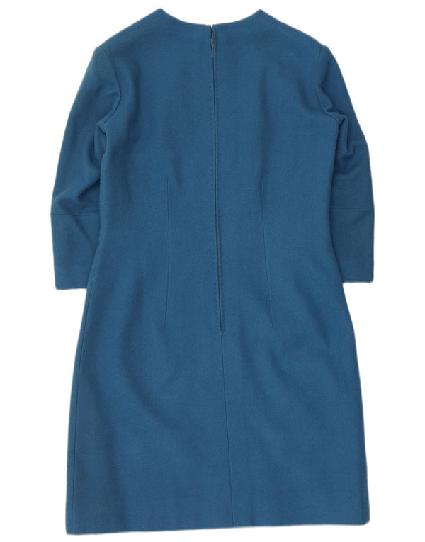 VINTAGE Womens 3/4 Sleeve Sheath Dress UK 12 Medium Blue