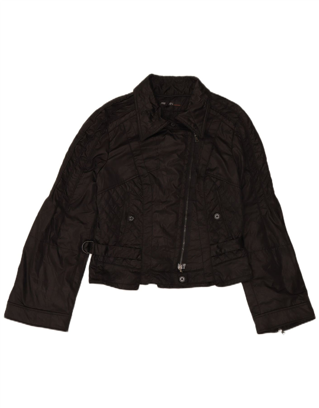 MARC CAIN Womens Quilted Biker Jacket UK 12 Medium Black